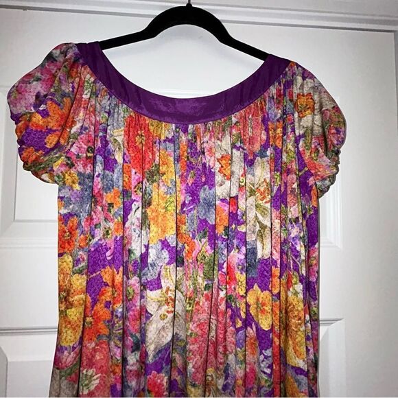 Argenti Floral Print Embellished Short Sleeve Baby Doll A-Line Dress - Picture 10 of 11